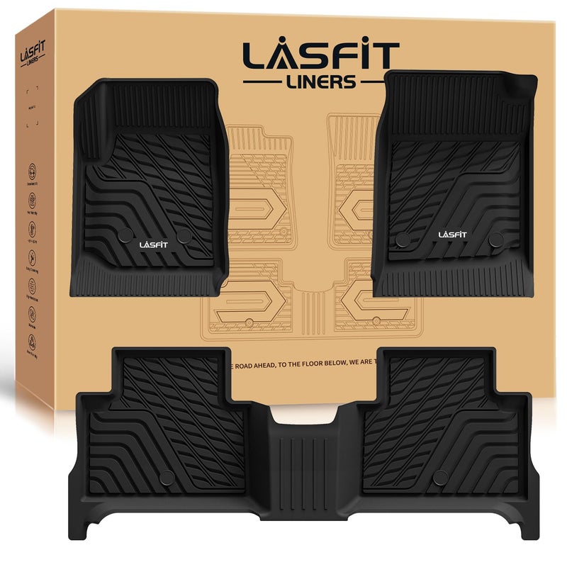 LASFIT Floor Mats for Chevrolet Chevy ColoradoGMC Canyon 20152022 Only Crew Cab All Weather TPE Custom Fit Automotive Floor Mats for Cars 1st and 2nd Row Car Floor Mats Full Set 3 PCS Black