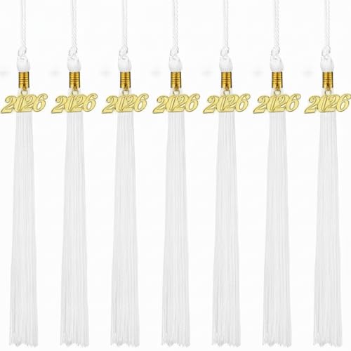 Yaomiao 8 Pieces Graduation Tassel Graduation Cap Tassel with 2026 Year Charm for Class of 2026 Grad Prek Kindergarten Preschool Parties 94 InchesWhite - Image 1