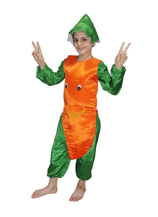 Kaku Fancy Dresses Kaku Fancy Dresses Polyester Carrot Vegetable Costume -Orange & Green, 5-6 Years, for Boys & Girls  - Image 3