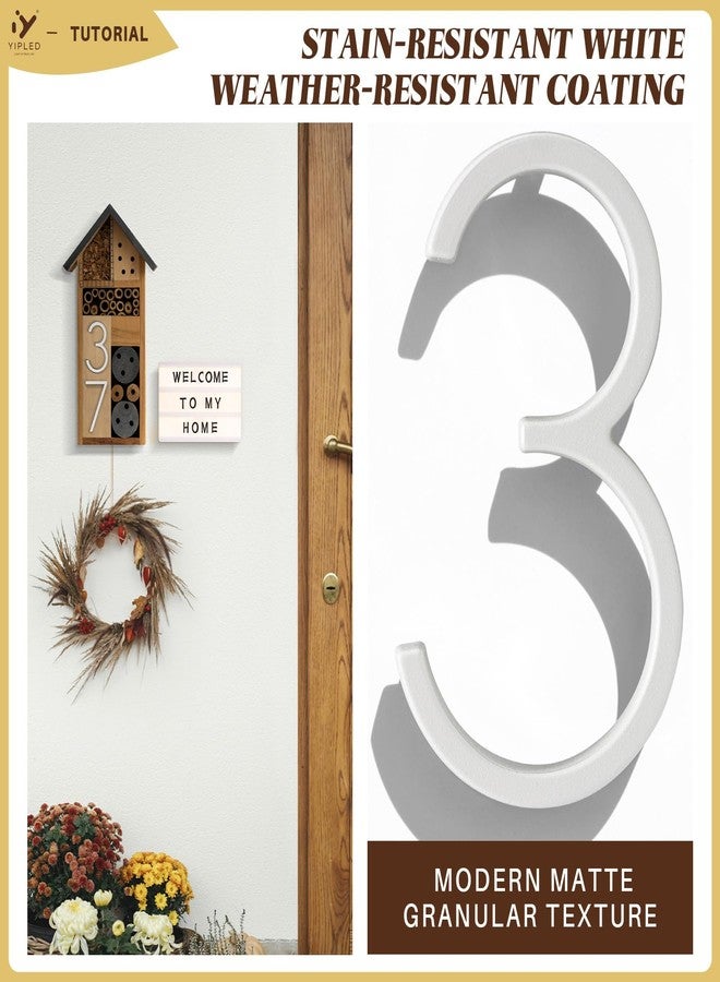 YIPLED 5 Inch House Numbers for Outside, Metal Address Number 3- Modern Design, Weather-Resistant White Crystal Powder Coated Finish, Stain Resistant, No Paint Peeling (White) - Image 2