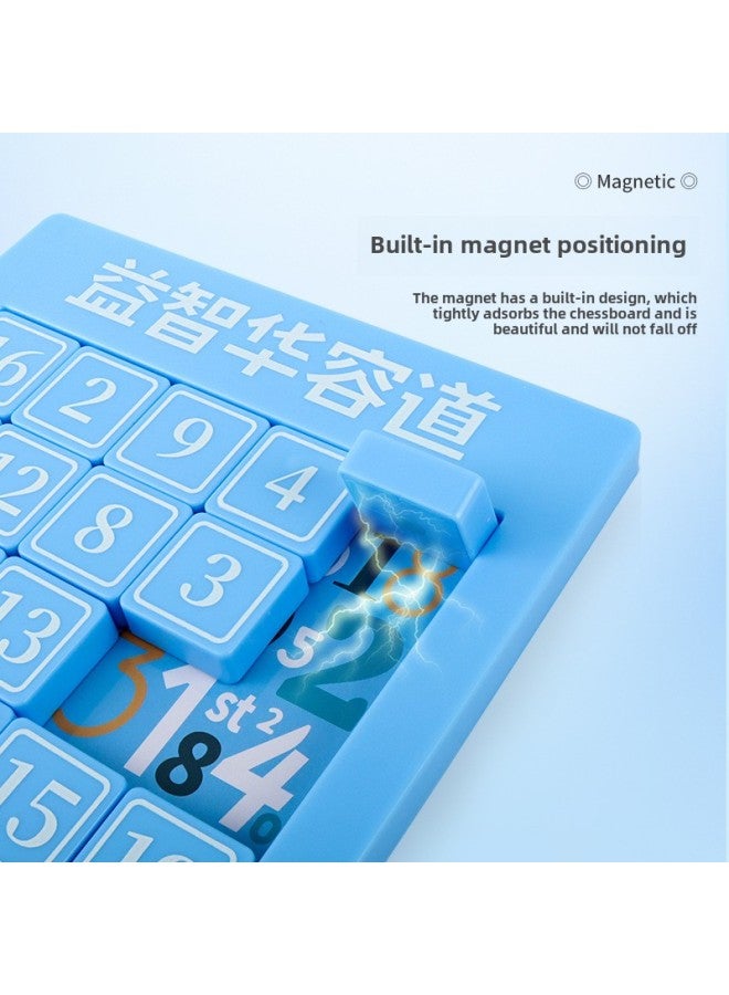 Magnetic Version One Digital Huarong Road Sliding Puzzle Game Kindergarten Math Board Primary School Children's Educational Toys-Color:8*8 Stage Huarong Road-blue Model  - Image 5