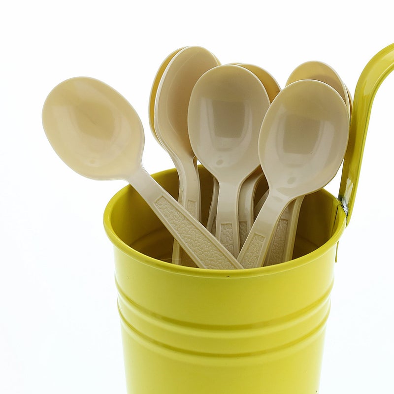 AmerCareRoyal Heavy Weight Unwrapped Disposable Polystyrene Plastic Soup Spoons for Restaurants and Catering in Retail Packaging Champagne Pack of 1000