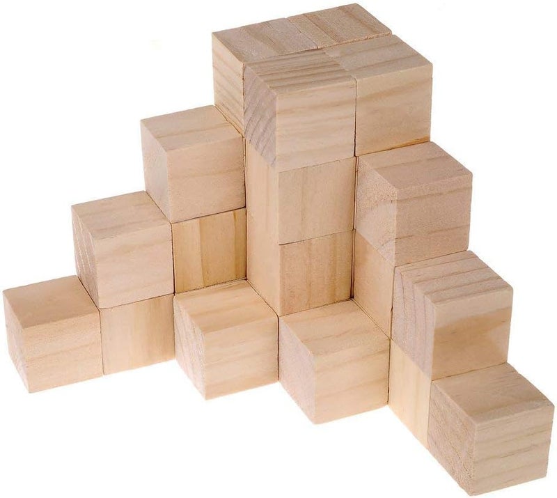 Supla 40pcs 15 inch  Natural Solid Wood Square Blocks  for Puzzle Making Crafts and DIY Projects - Image 1