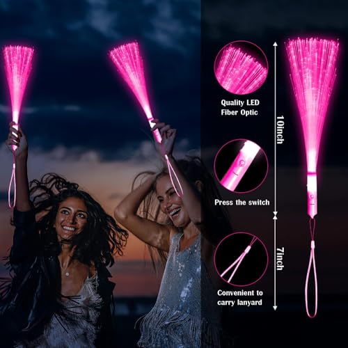 YOFOBU 72 PCS Pink Fiber Optic Wands Glow Fiber Wands Bulk LED Light Up Wands with 3 Flashing Modes LED Flashing Sticks for Halloween Christmas New Year Valentines Day Wedding Gender Reveal Birthday - Image 5
