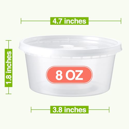 NEEBAKE 100 Set 8 oz Deli-Containers-with-Lids-Airtight-Plastic-Food-Storage-Containers-with-Lids-Soup-Slime-Overnight-Oat-To-Go-Containers - Image 2