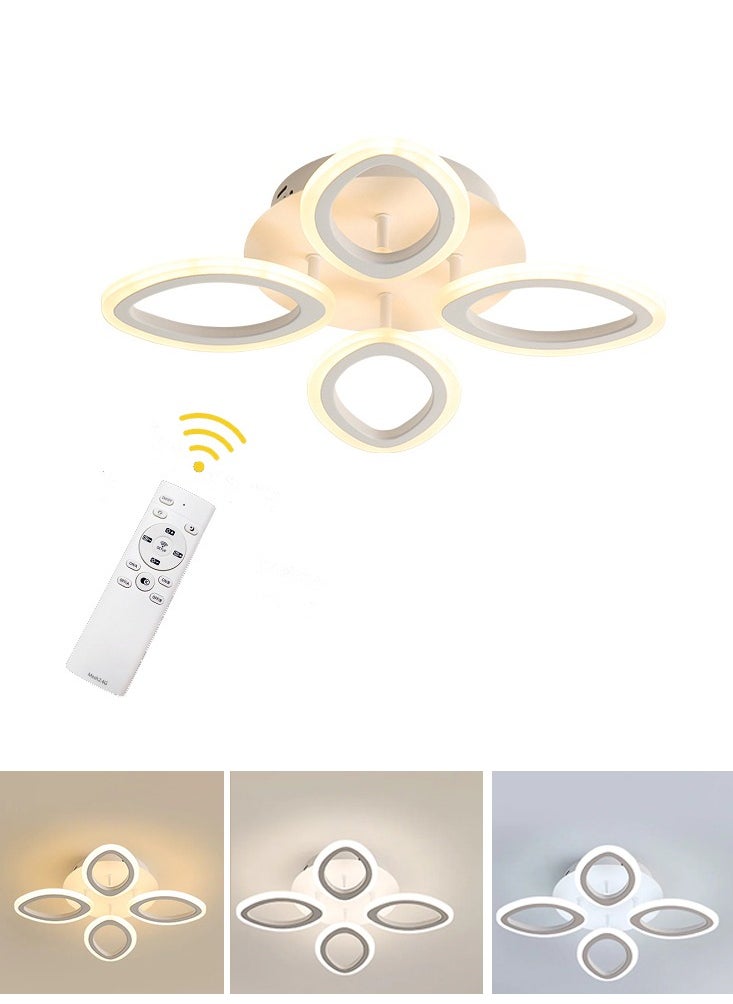 Goeco - Dimmable LED Ceiling Light with Remote Control White Flower Shape Design 45W Acrylic - Image 1