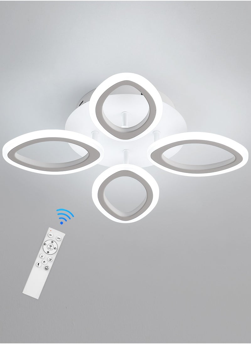 Goeco - Dimmable LED Ceiling Light with Remote Control White Flower Shape Design 45W Acrylic - Image 1