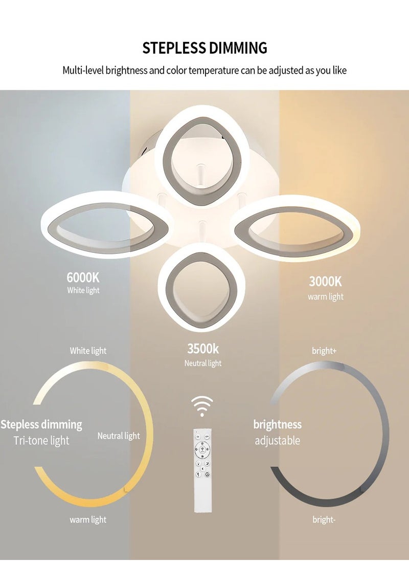 Goeco - Dimmable LED Ceiling Light with Remote Control White Flower Shape Design 45W Acrylic - Image 1