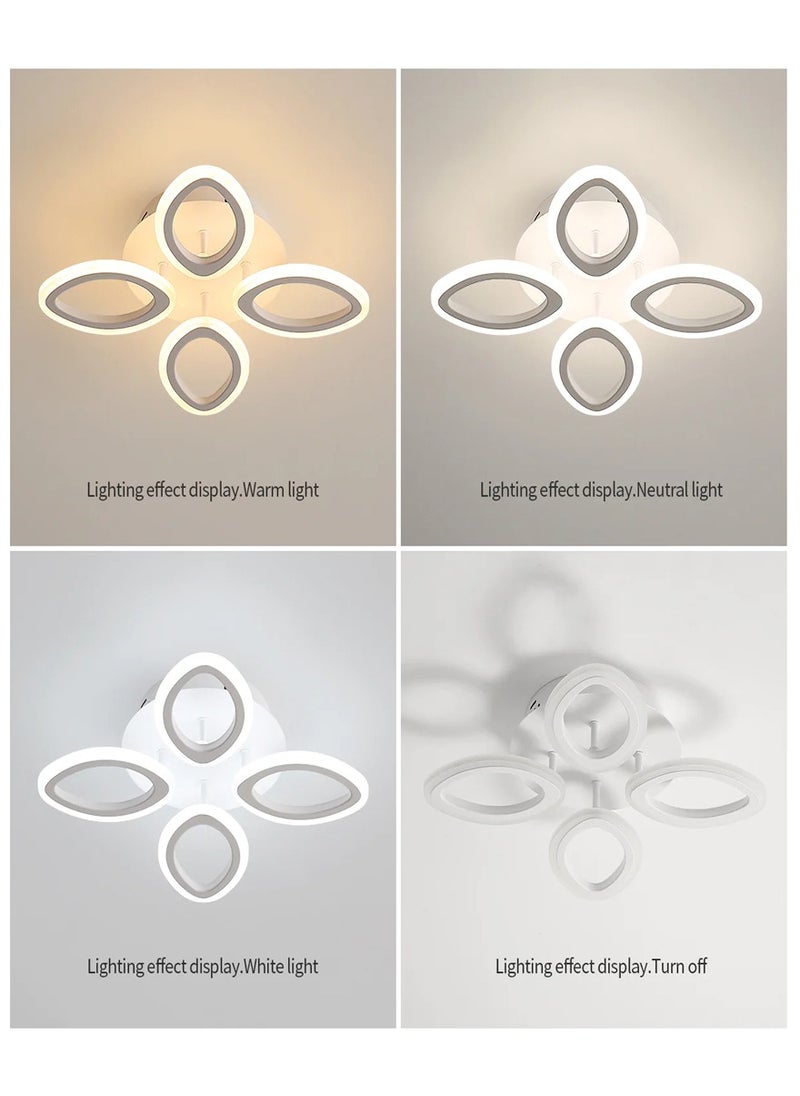 Goeco - Dimmable LED Ceiling Light with Remote Control White Flower Shape Design 45W Acrylic - Image 1