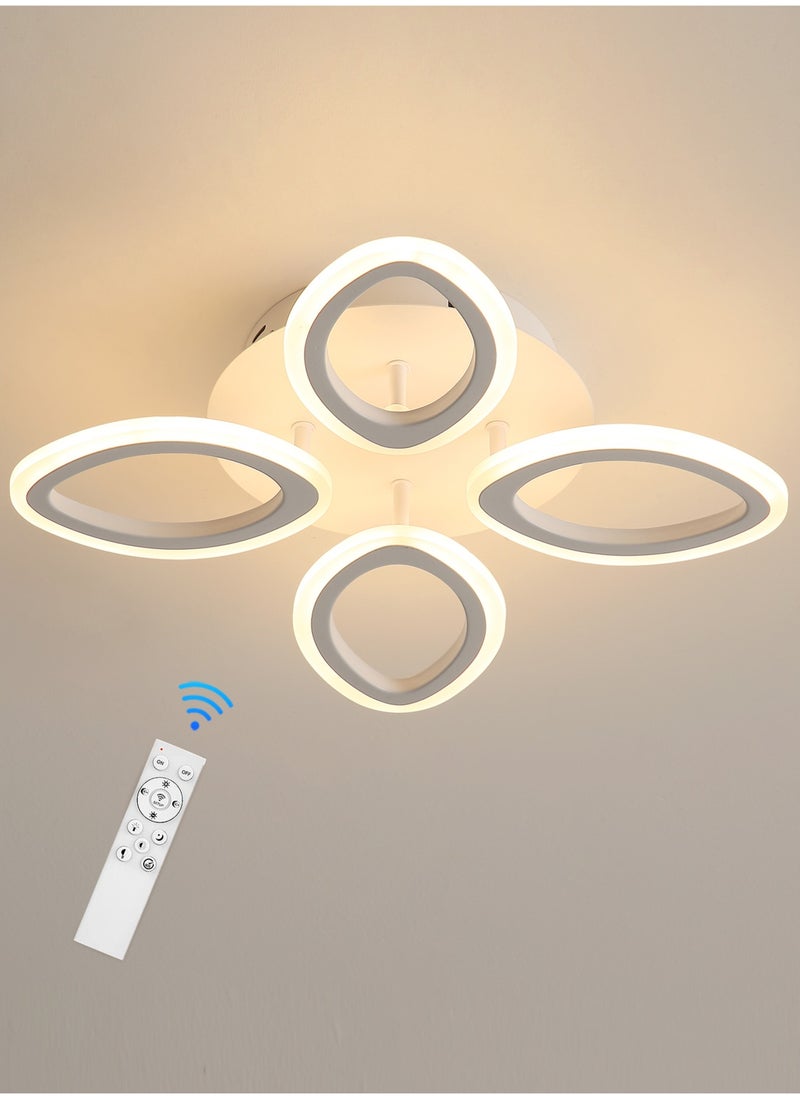 Goeco - Dimmable LED Ceiling Light with Remote Control White Flower Shape Design 45W Acrylic - Image 1
