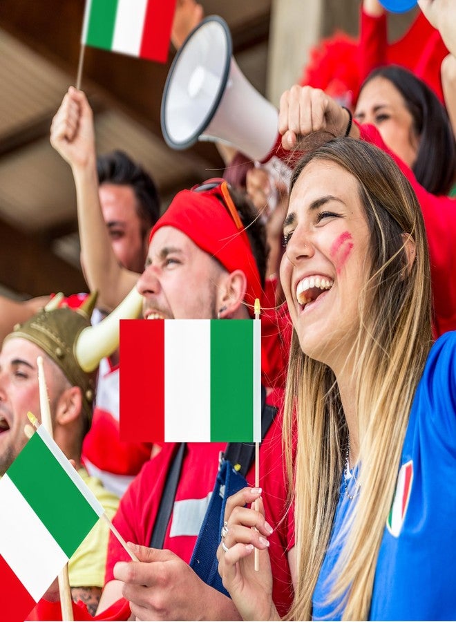 Geodurn Pack of 20, Handheld Italy Flags 5x8 Inch - Small Italian Flags on Wooden Sticks with Gold Spear Top, Mini Tricolor Italy Country Flags for National Day, Parades, Cultural and Patriotic Decorations - Image 4