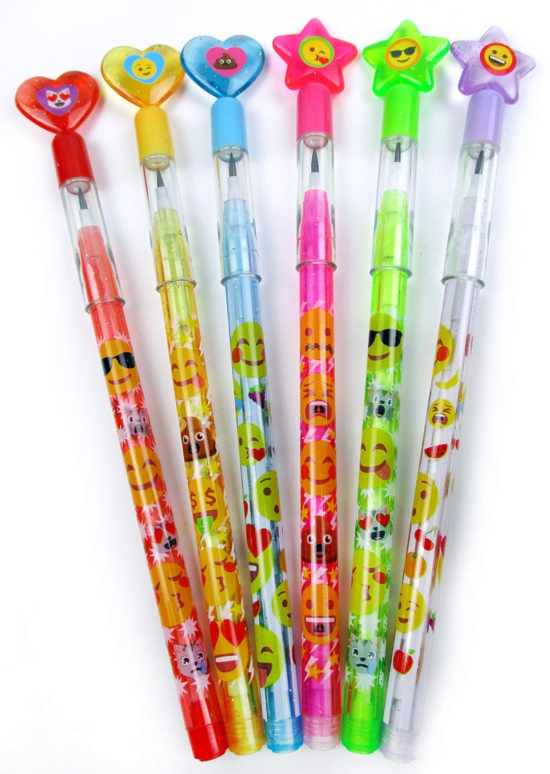TINYMILLS Tiny Mills 24 Pcs Emoji Multi Point Stackable Push Pencil Assortment with Eraser for Emoji Birthday Party Favor Prize Carnival Goodie Bag Stuffers Classroom Rewards Pinata Fillers  - Image 2