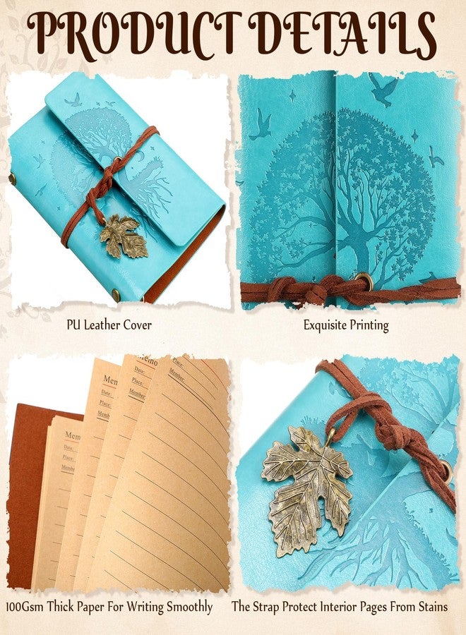 Teling 10 Pieces PU Leather Journal Tree Vintage Refillable Notebook Travel Journal Rustic Bound Diary Daily Writing Notepad with Lined Pages Gifts for Men Women(A7, 3.9'' x 5.7'') - Image 3