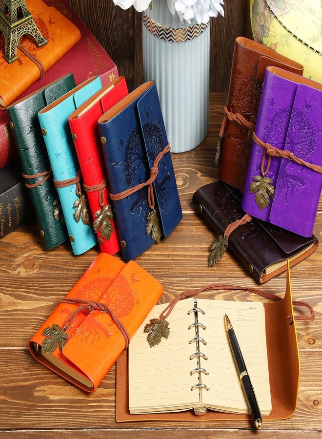 Teling 10 Pieces PU Leather Journal Tree Vintage Refillable Notebook Travel Journal Rustic Bound Diary Daily Writing Notepad with Lined Pages Gifts for Men Women(A7, 3.9'' x 5.7'') - Image 5