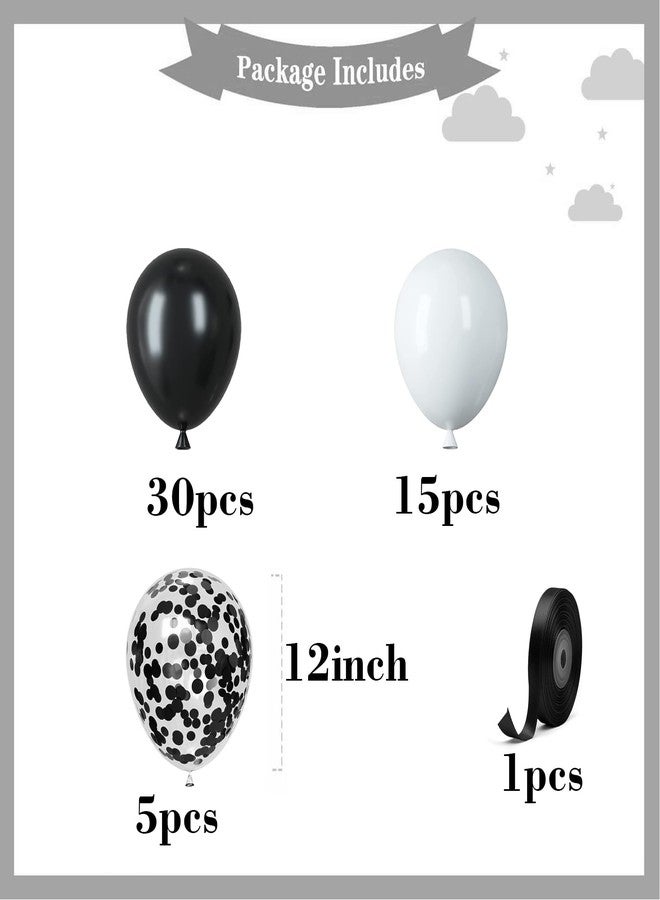 YMSZ Black and White Balloons, 50pcs 12 inch Black and White Confetti Balloons for Graduation Theme Party Supplies Wedding Birthday Graduation Party Decorations - Image 2