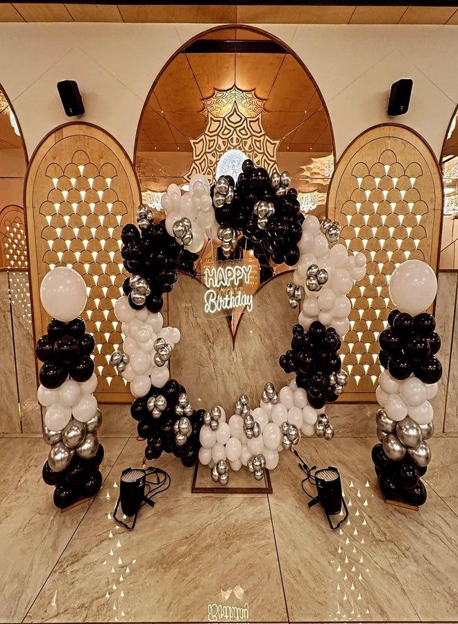 YMSZ Black and White Balloons, 50pcs 12 inch Black and White Confetti Balloons for Graduation Theme Party Supplies Wedding Birthday Graduation Party Decorations - Image 5