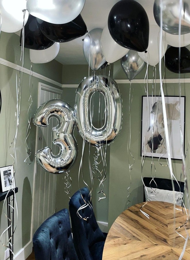 YMSZ Black and White Balloons, 50pcs 12 inch Black and White Confetti Balloons for Graduation Theme Party Supplies Wedding Birthday Graduation Party Decorations - Image 3