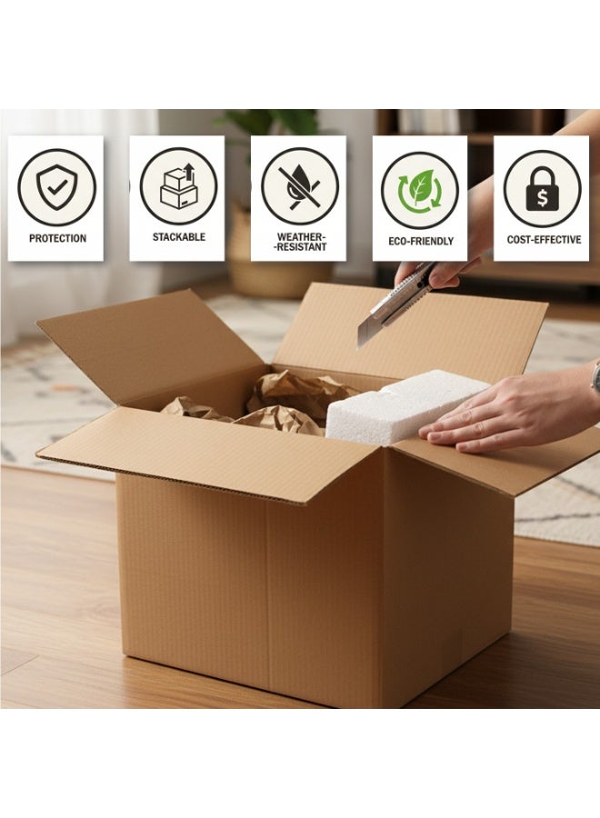 Houzi صناديق نقل كرتونية مضلعة قابلة لإعادة التدوير من هوزي 5 عبوات 55 × 55 × 55 سم كرتون بني 5 طبقات سعة 35 كجم - Image 4