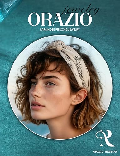 ORAZIO Silver Flat Back Stud Earrings, 18G 316L Surgical Steel Internal Thread CZ Studs Hypoallergenic Conch Cartilage Helix Tragus Piercing Jewelry Lip Labret Medusa Nose Studs for Women Men S 8 - Image 5