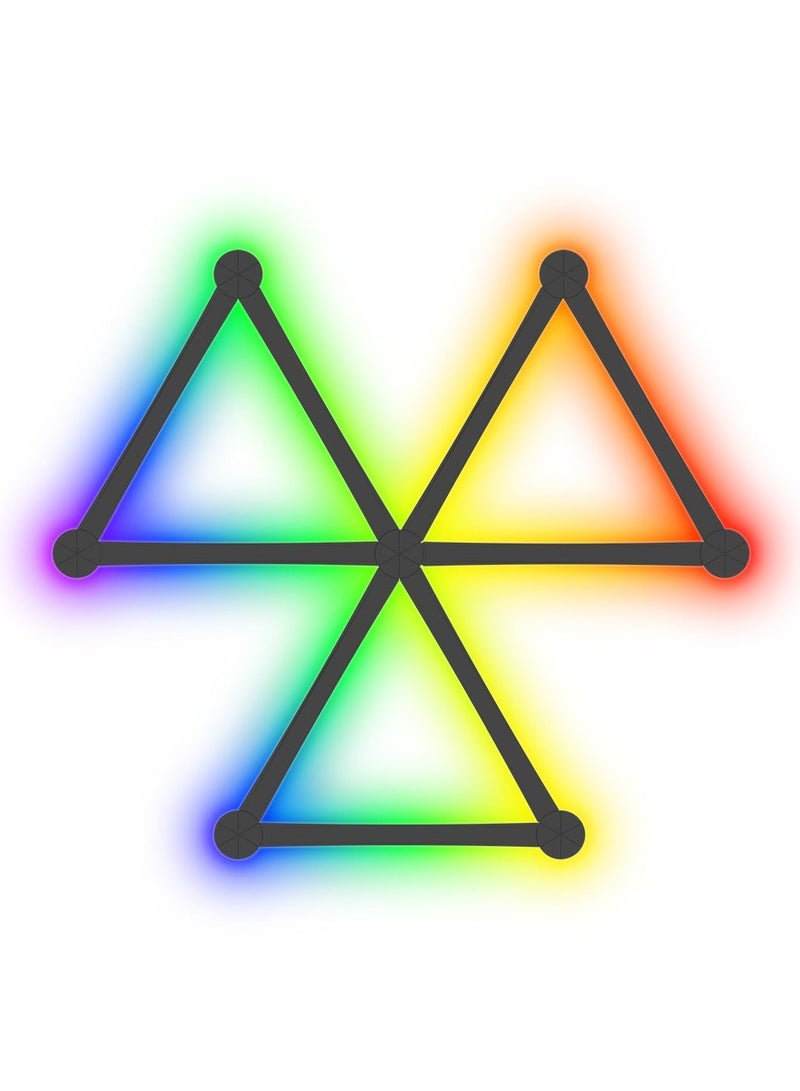 9-Light Lines LED RGB Wall Light Bluetooth Gaming Lights DIY Room for Living and Bedroom Black - Image 3