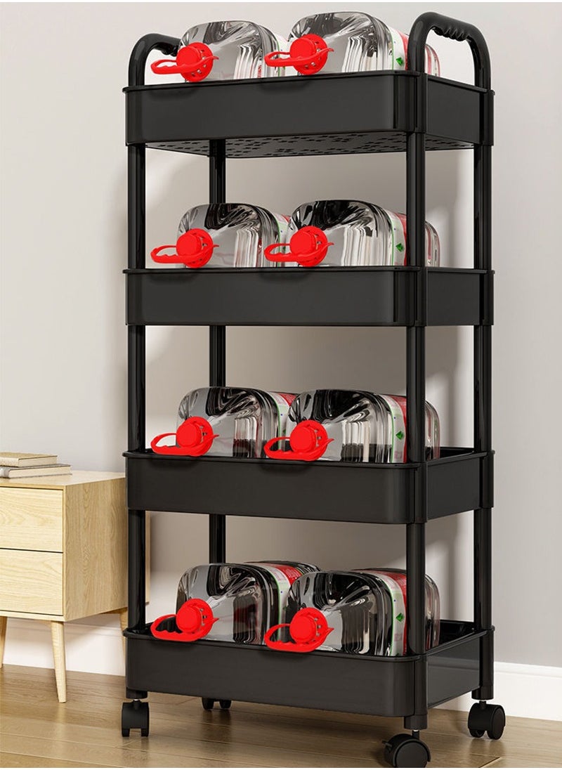 3 Tier Stackable Rolling Utility Cart Organizer, Multipurpose Organizer Trolley for Kitchen, Bedroom, Bathroom, Office, Laundry Room (White)