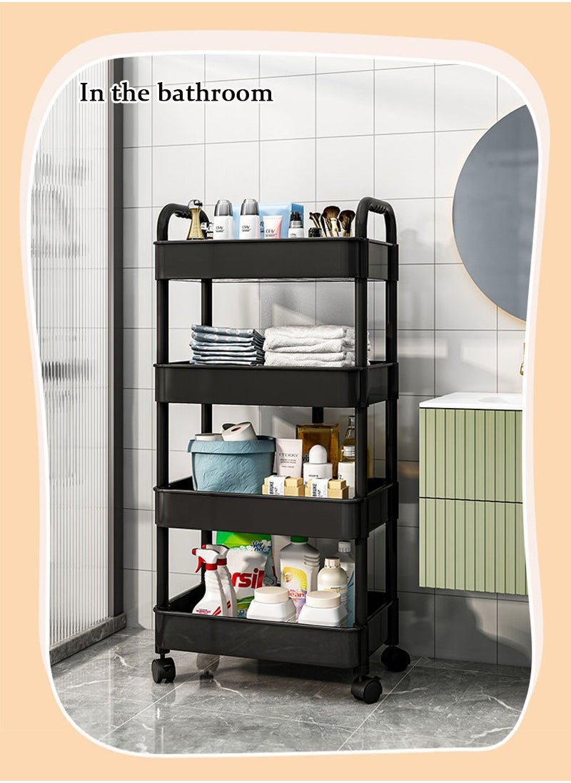 3 Tier Stackable Rolling Utility Cart Organizer, Multipurpose Organizer Trolley for Kitchen, Bedroom, Bathroom, Office, Laundry Room (White)