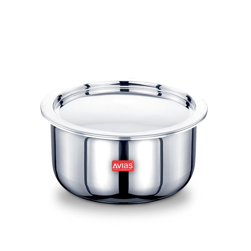Avias Avias Riara Triply Tope with Lid | 5 Years Warranty | 14 cm Stainless Steel Tope, Bhaguna, Induction Base, 3 Layered Induction Cookware, 2.5mm Thickness, Triply Tope with Lid, 1.10 Litre, 14cm - Image 1