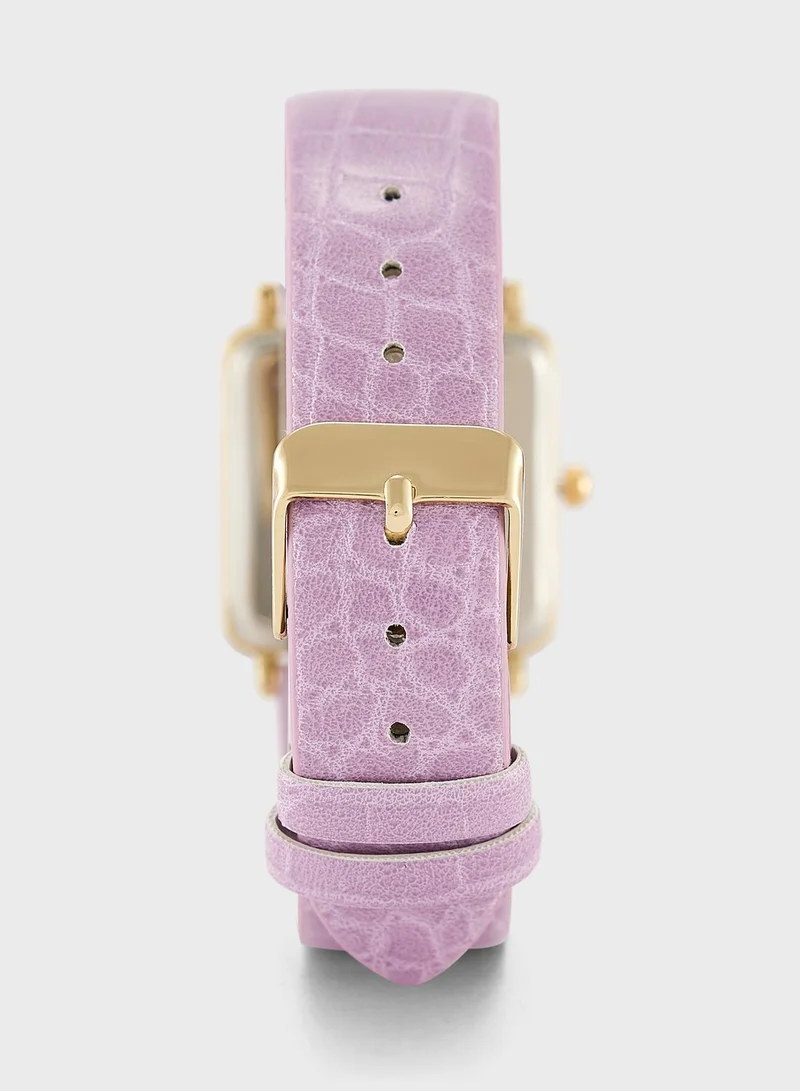 Ginger Gingham Print Croc Strap Analogue Watch
