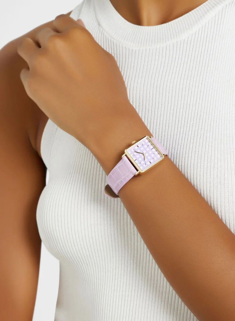 Ginger Gingham Print Croc Strap Analogue Watch