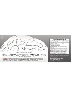 Nootropics Depot Nacetyl Ltyrosine Capsules; 350Mg; 240 Count; Nalt; Amino Acid Supplement; Natural Nootropic Supplement; Supports Memory Learning And Focus; Supports Healthy Stress Levels  - Image 3
