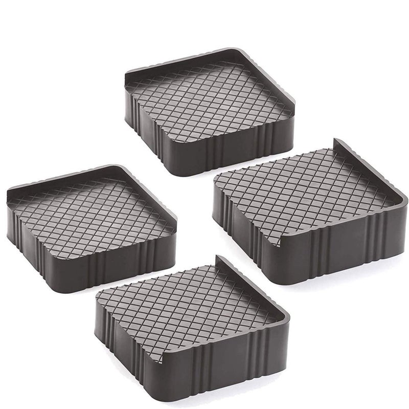 DeoDap Refrigerator Base Stand 4pcs Washing Machine Stand Furniture Base Stand Fridge Stands for Single Door and Double Door Black - Image 1