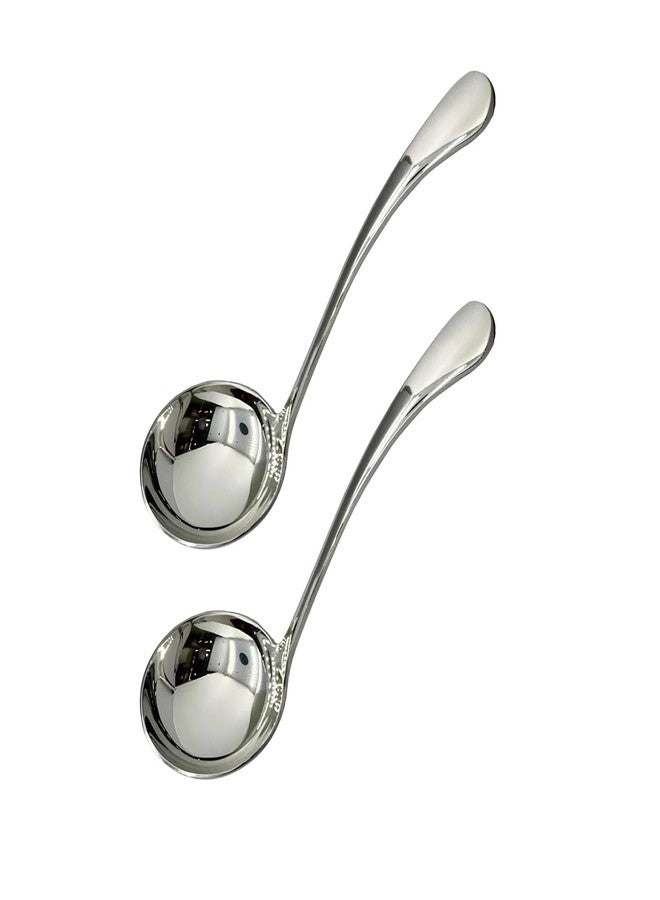 وينكوني مغرفة صغيرة من وينكوني، مغرفة مرق، مغرفة صلصة شوربة من الفولاذ المقاوم للصدأ 18/10، مغرفة 7.9 بوصة (عبوة من قطعتين، فضي). - Image 1