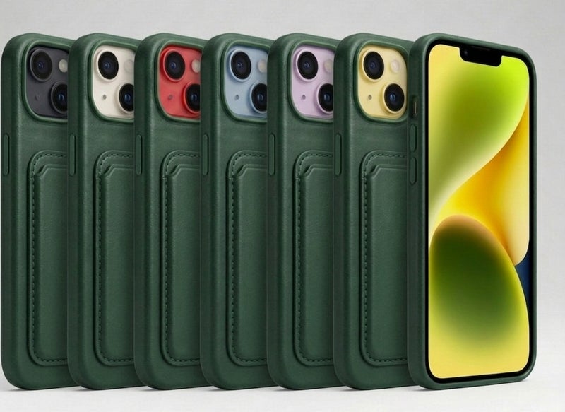 أتش أم سي جراب محفظة أنيق مناسب للأعمال لهاتف iPhone 14 Plus/Max، مقاوم للصدمات، مع غطاء خلفي من الجلد - Image 2