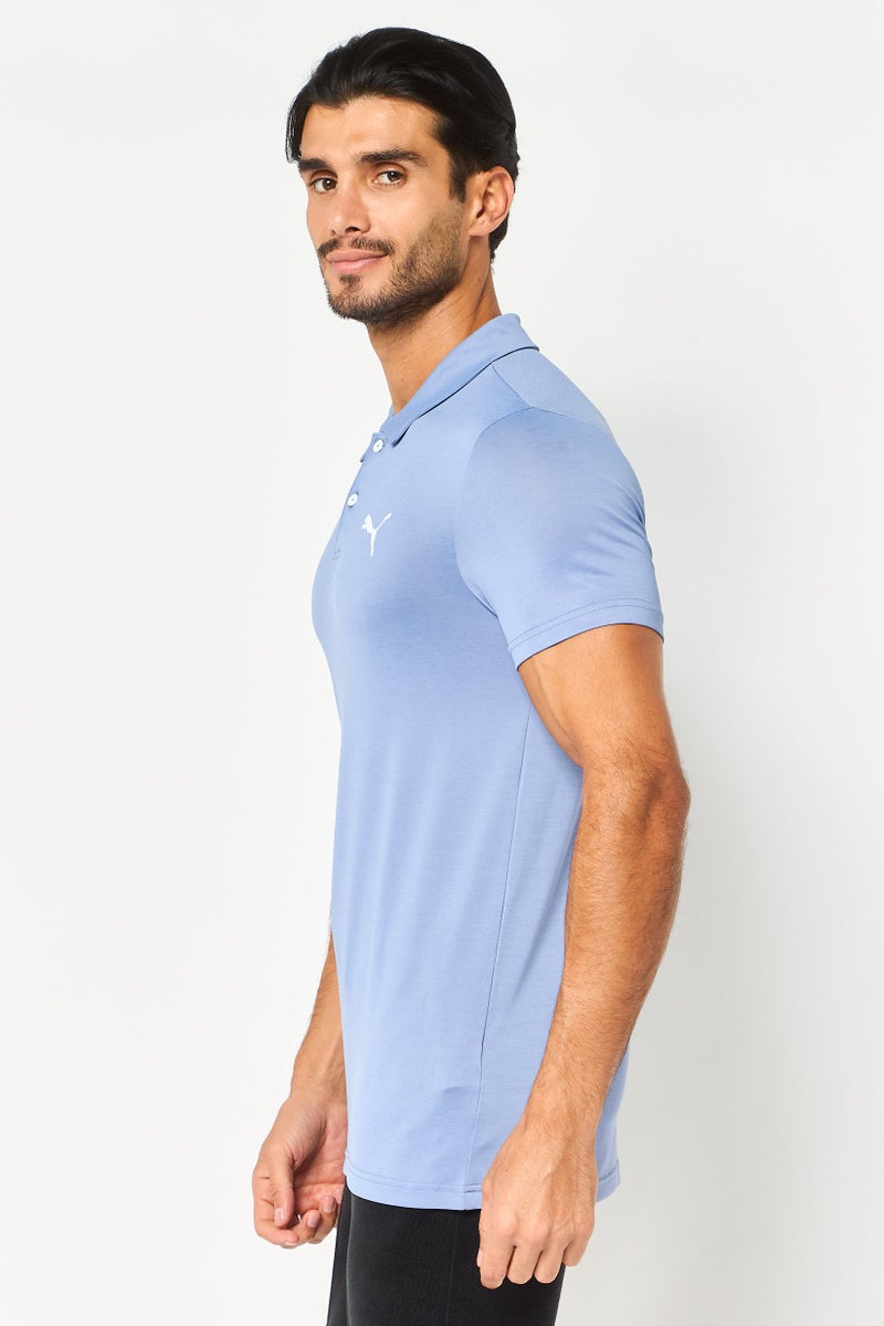 PUMA تي شيرت بولو رياضي للرجال بأكمام قصيرة، أزرق رمادي - Image 4