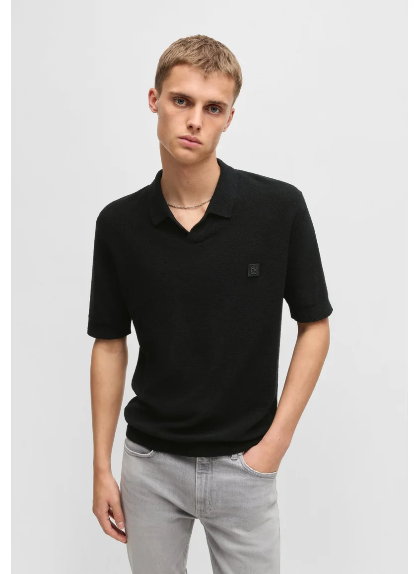 هوجو Cotton-blend knit polo with Johnny collar