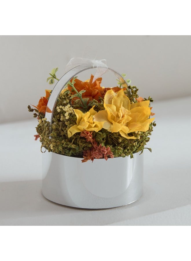 Home Box Caven Larkspur Floral Arrangement in Round Basket 9.5 x 9.5 x 10.5 cm  - Image 1