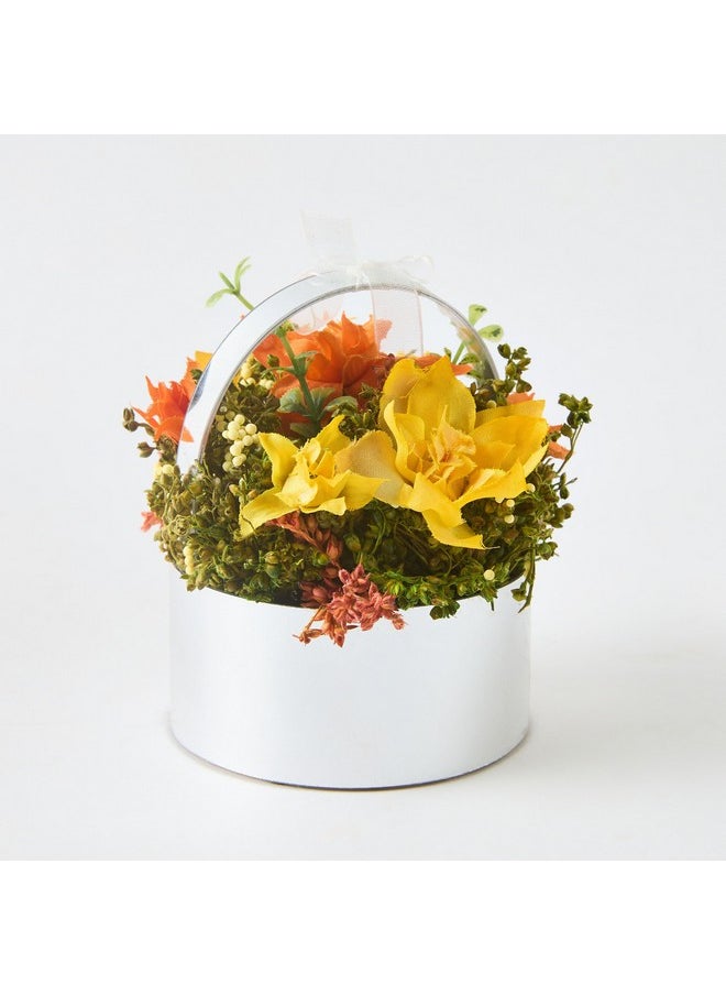 Home Box Caven Larkspur Floral Arrangement in Round Basket 9.5 x 9.5 x 10.5 cm  - Image 5
