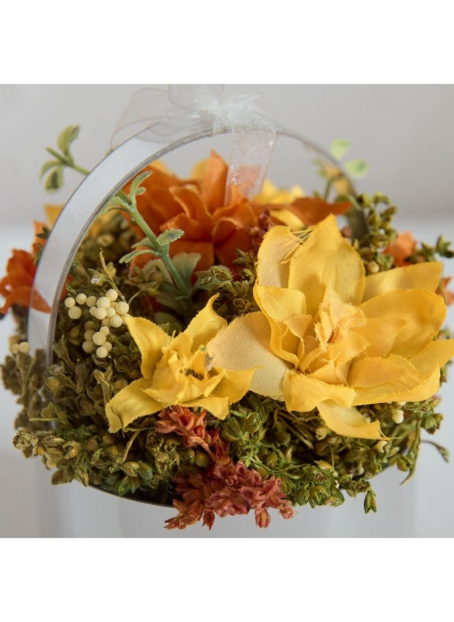 Home Box Caven Larkspur Floral Arrangement in Round Basket 9.5 x 9.5 x 10.5 cm  - Image 3