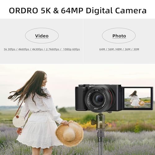 ORDRO G730 5K Mirrorless Camera 12x Optical Zoom, 3.2" Vari-Angle Touchscreen, Auto/Manual Focus for Vlogging and Photography - Image 2