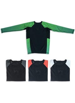 Sanabul  Kids Long Sleeve Rash Guard – Comfortable, Durable, SPF 50 Protection | Ideal for BJJ, MMA & More | Boys & Girls Fit (Green, Large)  - Image 1