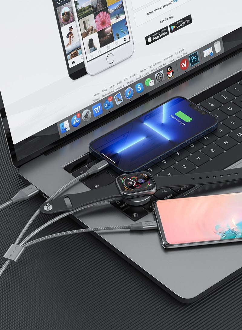 Cellairis Premium Nylon Cable 3in1 1.5M with Watch Charger - Grey - Image 5