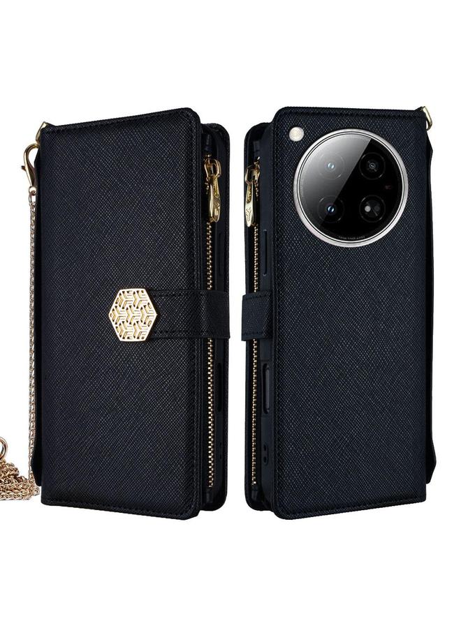 Zaboon Case For Infinix Zero 40 4G Crossbody Handle Cross Texture Leather Phone Case - Image 1