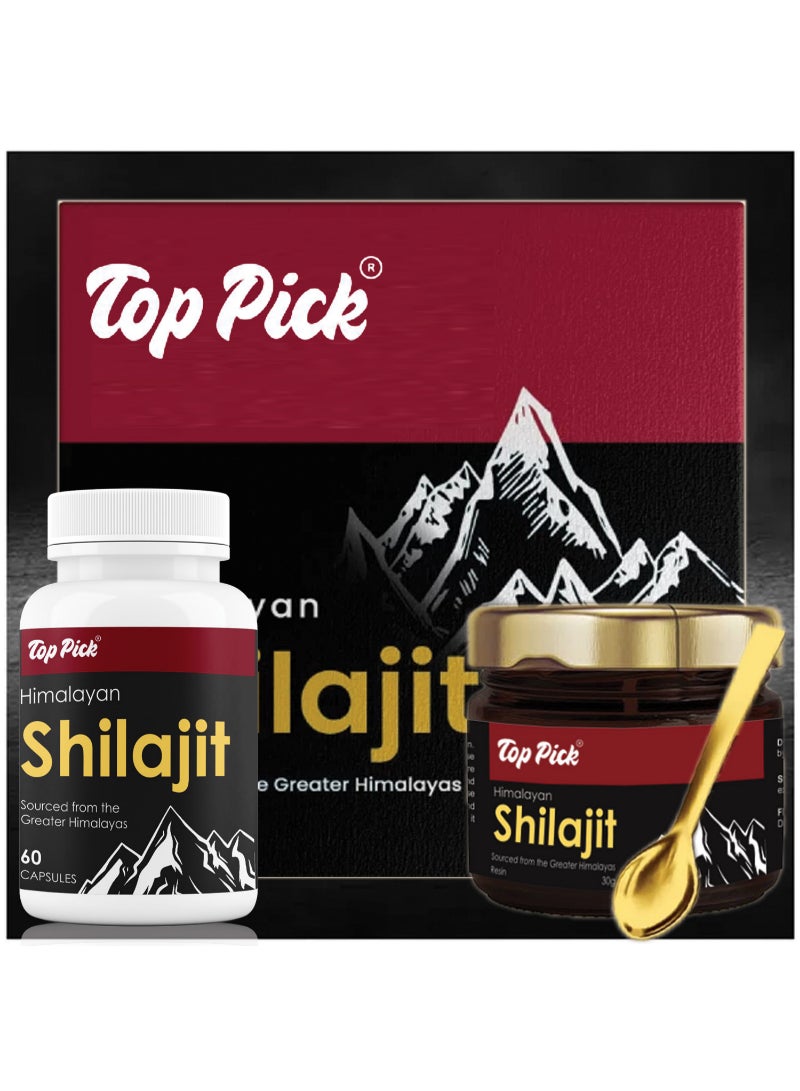 Top Pick Pure & Natural Himalayan Shilajit 30g with 60 Capsules Nature's Energy Source