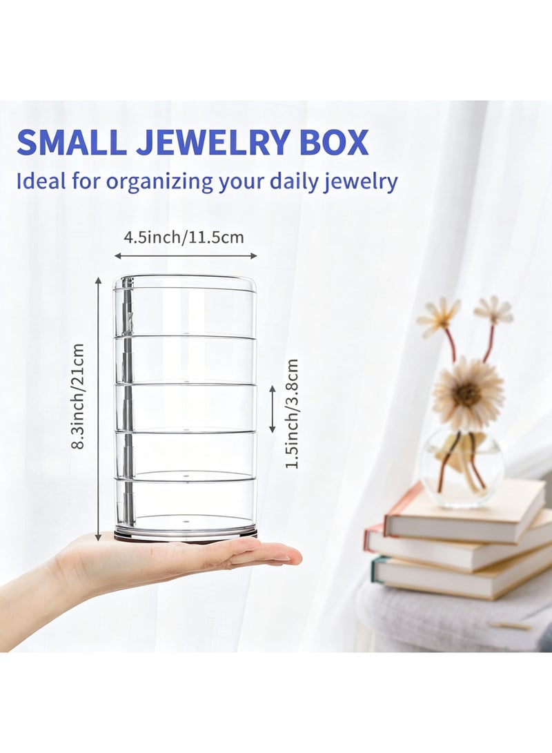 LuckSa Acrylic Jewelry Box, 5-Layers Rotatable Jewelry Storage Organizer Box for Earrings Hair Accessories & Beauty Supplies Earrings Necklaces Bracelets (Clear) - Image 4