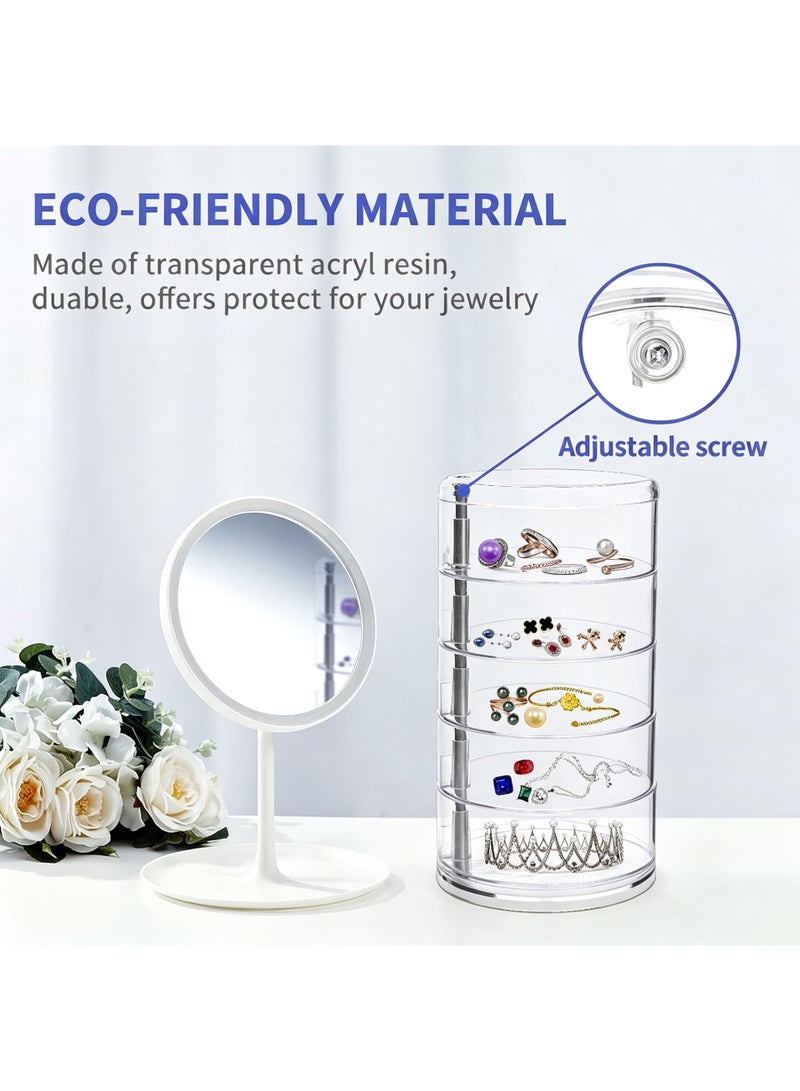 LuckSa Acrylic Jewelry Box, 5-Layers Rotatable Jewelry Storage Organizer Box for Earrings Hair Accessories & Beauty Supplies Earrings Necklaces Bracelets (Clear) - Image 5