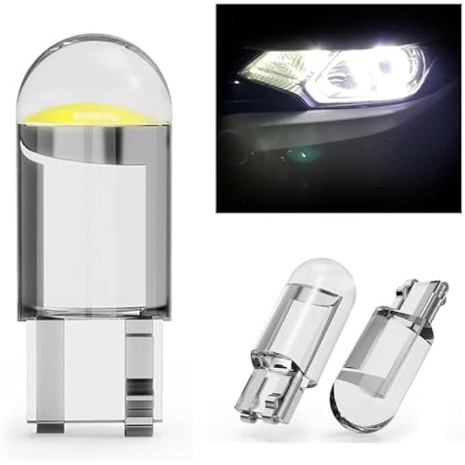 NASHRIO 12Pack 6000K White Led Vehicle Light Bulb  T10 W5W 168 2825 Wedge Cob ErrorFree For Car Interior Dome Map Door Courtesy And License Plate Lighting - Image 1