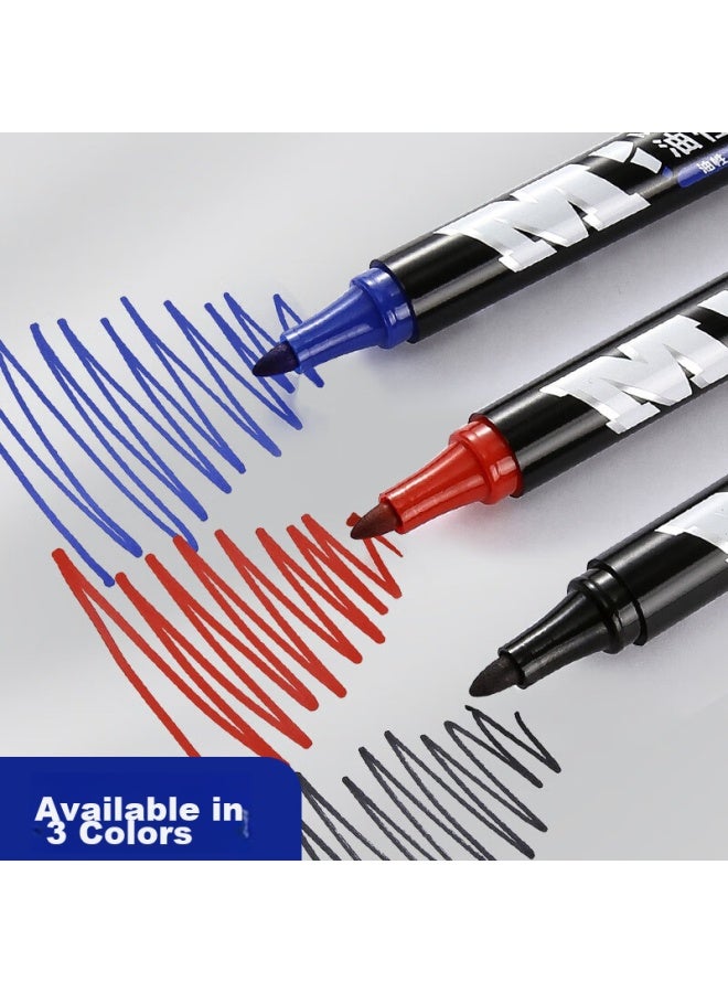 ام اند جي M&g Stationery، قلم ماركر أسود سميك الرأس، قلم زيتي مقاوم للماء، قلم كبير الرأس، لوازم مكتبية، 10 أقلام/علبة، Apmy2204 - Image 3