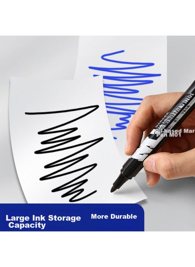 ام اند جي M&g Stationery، قلم ماركر أسود سميك الرأس، قلم زيتي مقاوم للماء، قلم كبير الرأس، لوازم مكتبية، 10 أقلام/علبة، Apmy2204 - Image 2