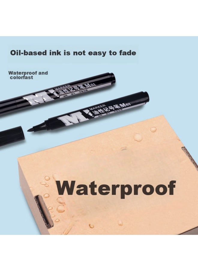 ام اند جي M&g Stationery، قلم ماركر أسود سميك الرأس، قلم زيتي مقاوم للماء، قلم كبير الرأس، لوازم مكتبية، 10 أقلام/علبة، Apmy2204 - Image 4