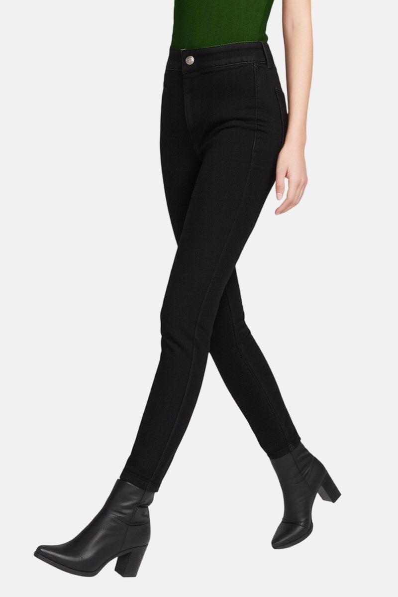 Bershka Women Regular Fit Plain Stretchable Jeans, Black - Image 1